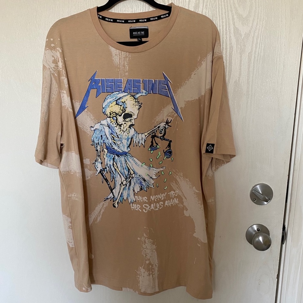 NWOT Bleach Dyed Nude Graphic Tee